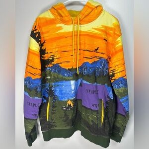 Staple Pigeon Camp Hoodie Unisex Colorful Streetwear Size Large